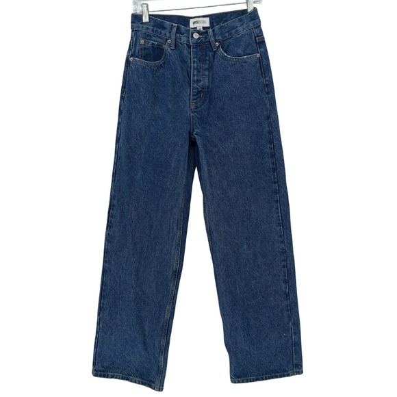 BAYSE DENIM Womens Size 4 Blue Wash Wide Leg Jeans High Rise Button Fly